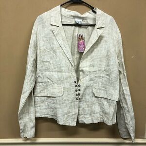 Click CMC Color Me Cotton Linen Blazer Jacket Lagenlook Size Large NWT